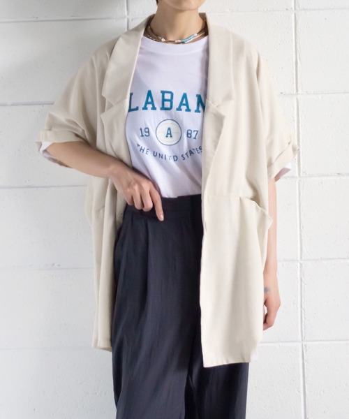 me+em select（ミームセレクト）の「コクーンオーバーゆるジャケット（テーラードジャケット・レディース・ベージュ/ホワイト/グリーン/ブラウン/キャメル/ブラック・FREE）」の5枚目の写真