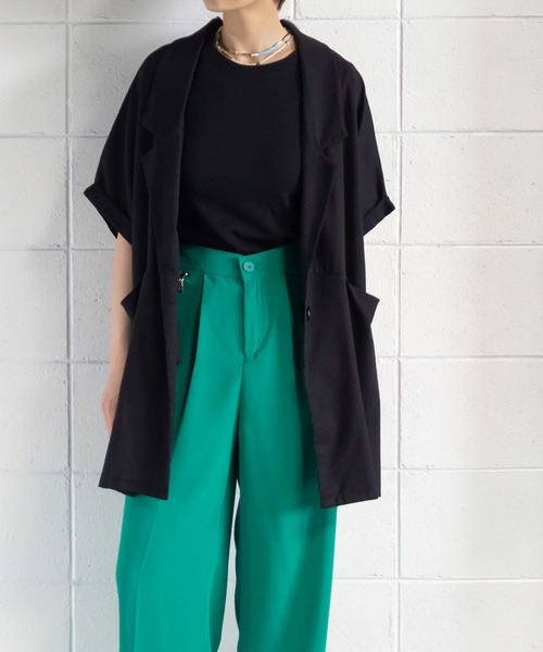 me+em select（ミームセレクト）の「コクーンオーバーゆるジャケット（テーラードジャケット・レディース・ベージュ/ホワイト/グリーン/ブラウン/キャメル/ブラック・FREE）」の3枚目の写真