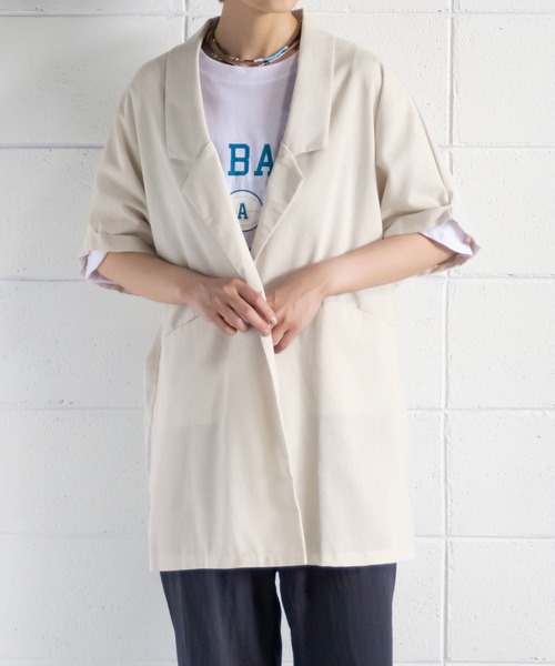 me+em select（ミームセレクト）の「コクーンオーバーゆるジャケット（テーラードジャケット・レディース・ベージュ/ホワイト/グリーン/ブラウン/キャメル/ブラック・FREE）」の13枚目の写真