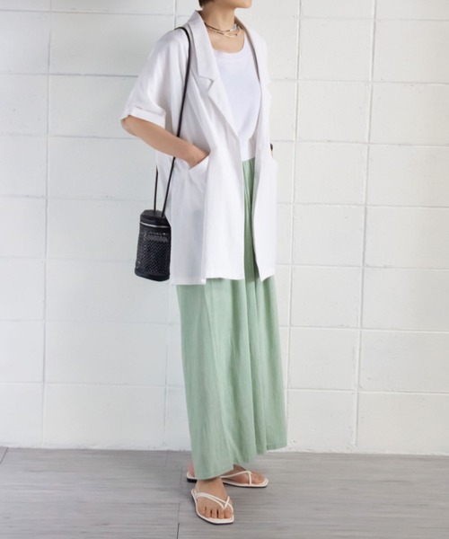 me+em select（ミームセレクト）の「コクーンオーバーゆるジャケット（テーラードジャケット・レディース・ベージュ/ホワイト/グリーン/ブラウン/キャメル/ブラック・FREE）」の10枚目の写真