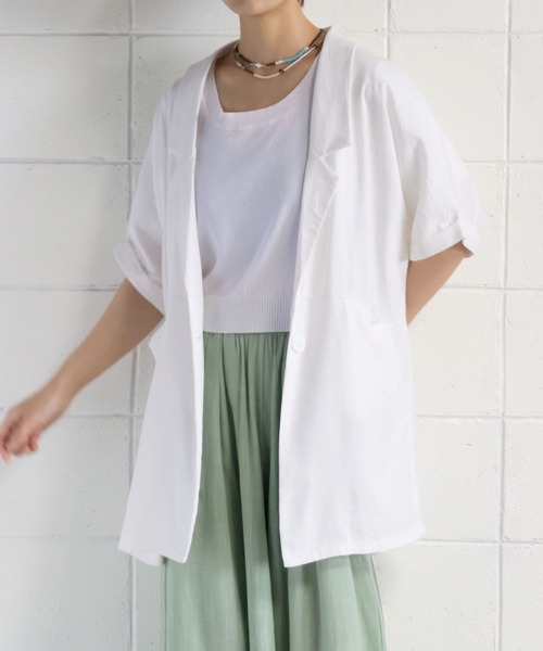 me+em select（ミームセレクト）の「コクーンオーバーゆるジャケット（テーラードジャケット・レディース・ベージュ/ホワイト/グリーン/ブラウン/キャメル/ブラック・FREE）」の7枚目の写真