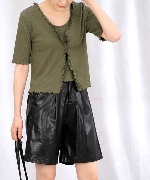 ＡＮＤＪ（アンドジェイ）の「フリルカーディガン&タンクトップ2枚セット（カーディガン/ボレロ・レディース・オフホワイト/カーキ/モカ/ブラック・M）」の14枚目の写真