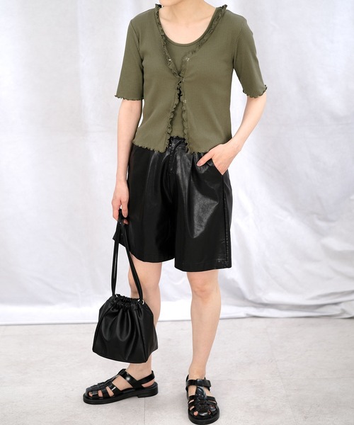 ＡＮＤＪ（アンドジェイ）の「フリルカーディガン&タンクトップ2枚セット（カーディガン/ボレロ・レディース・オフホワイト/カーキ/モカ/ブラック・M）」の15枚目の写真