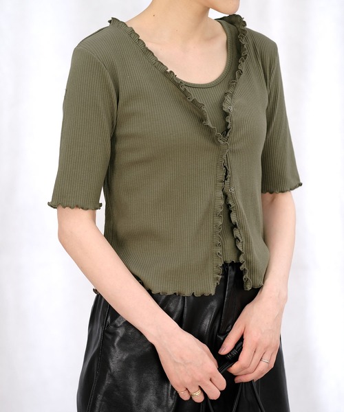 ＡＮＤＪ（アンドジェイ）の「フリルカーディガン&タンクトップ2枚セット（カーディガン/ボレロ・レディース・オフホワイト/カーキ/モカ/ブラック・M）」の16枚目の写真