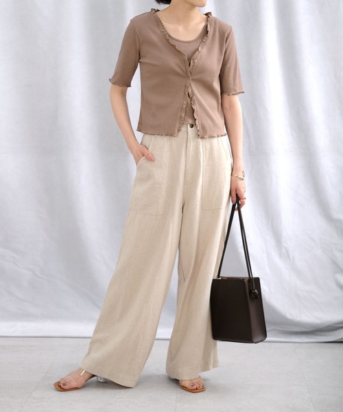 ＡＮＤＪ（アンドジェイ）の「フリルカーディガン&タンクトップ2枚セット（カーディガン/ボレロ・レディース・オフホワイト/カーキ/モカ/ブラック・M）」の17枚目の写真