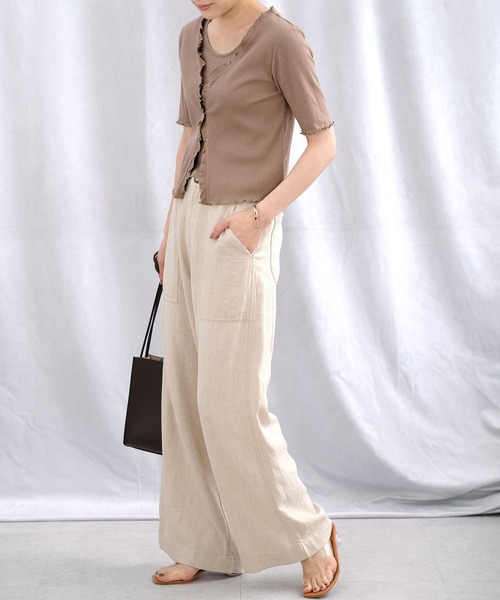 ＡＮＤＪ（アンドジェイ）の「フリルカーディガン&タンクトップ2枚セット（カーディガン/ボレロ・レディース・オフホワイト/カーキ/モカ/ブラック・M）」の22枚目の写真