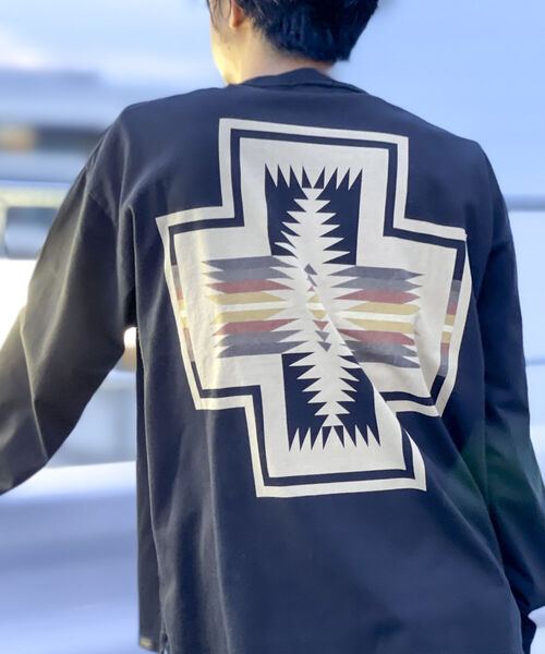 PENDLETON（ペンドルトン）の「【PENDLETON/ペンドルトン】バックプリントロングスリーブティー ロンT 1475-5001（Tシャツ/カットソー・メンズ・ブラック/アイボリー/グレー/サックスブルー/ホワイト・MEDIUM/LARGE）」の3枚目の写真