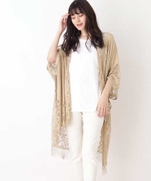 Cutie Blonde（キューティーブロンド）の「◆レースポンチョカーディガン（カーディガン/ボレロ・レディース・ブラック/ベージュ/マスタード・00）」の2枚目の写真