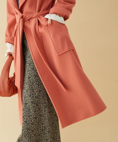 MADEMOISELLE ROPE'（マドモアゼル ロペ）の「ペコラムビッグカラーコート（チェスターコート・レディース・グレー/ネイビー/オレンジ・36/38）」の7枚目の写真