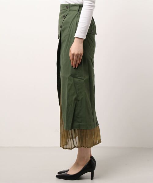 PAGEBOY（ページボーイ）の「プリーツレイヤードナロースカート（スカート・レディース・ブラック/カーキ・FREE）」の3枚目の写真