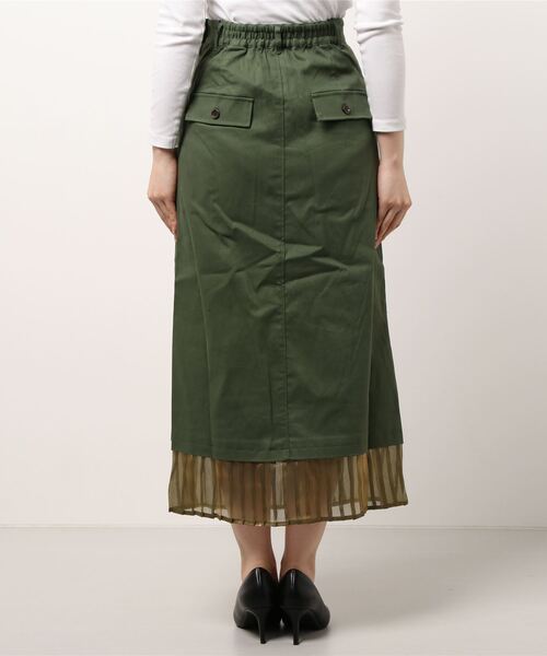 PAGEBOY（ページボーイ）の「プリーツレイヤードナロースカート（スカート・レディース・ブラック/カーキ・FREE）」の4枚目の写真
