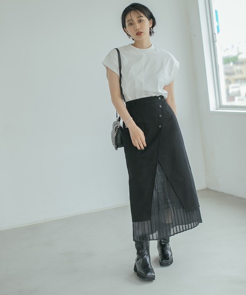 PAGEBOY（ページボーイ）の「プリーツレイヤードナロースカート（スカート・レディース・ブラック/カーキ・FREE）」の8枚目の写真