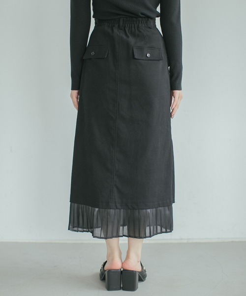 PAGEBOY（ページボーイ）の「プリーツレイヤードナロースカート（スカート・レディース・ブラック/カーキ・FREE）」の11枚目の写真
