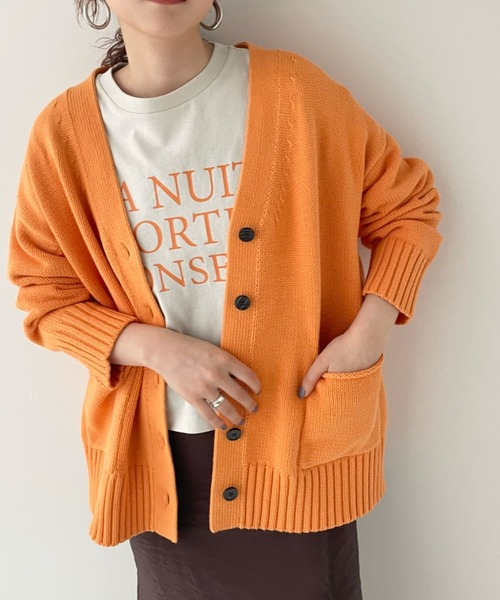 セール】3GミドルボタンVネックカーディガンLS 215740