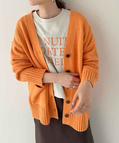 セール】3GミドルボタンVネックカーディガンLS 215740