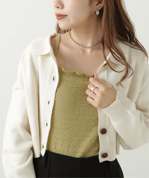 RAY CASSIN（レイカズン）の「くしゅくしゅカップ付きキャミ（Tシャツ/カットソー・レディース・ブラウン/キナリ/ライトカーキ・FREE）」の14枚目の写真