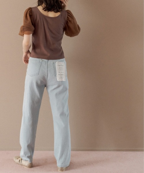 OLIVE des OLIVE(オリーブデオリーブ)の「Wフロント袖異素材プルオーバー(Tシャツ/カットソー・レディース・オフホワイト/ブラウン/ブラック・FREE)」の4枚目の写真