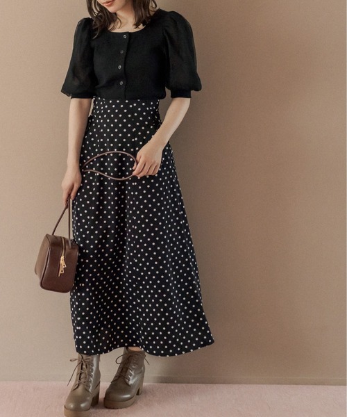 OLIVE des OLIVE(オリーブデオリーブ)の「Wフロント袖異素材プルオーバー(Tシャツ/カットソー・レディース・オフホワイト/ブラウン/ブラック・FREE)」の8枚目の写真