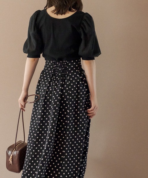 OLIVE des OLIVE(オリーブデオリーブ)の「Wフロント袖異素材プルオーバー(Tシャツ/カットソー・レディース・オフホワイト/ブラウン/ブラック・FREE)」の10枚目の写真