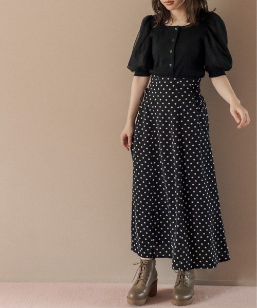 OLIVE des OLIVE(オリーブデオリーブ)の「Wフロント袖異素材プルオーバー(Tシャツ/カットソー・レディース・オフホワイト/ブラウン/ブラック・FREE)」の11枚目の写真