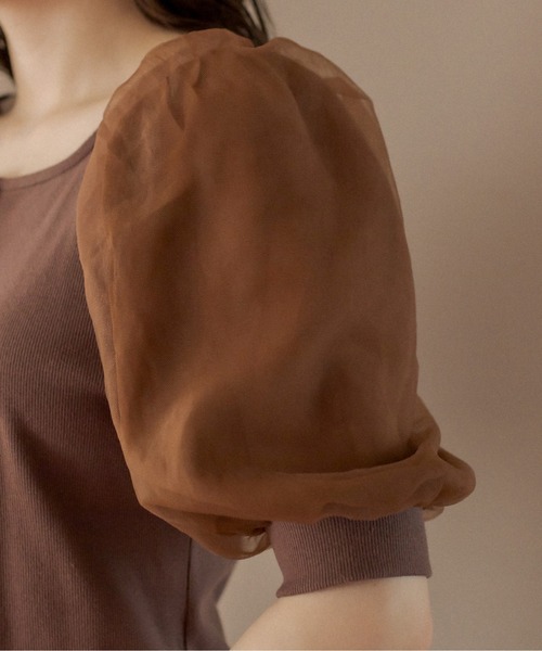 OLIVE des OLIVE(オリーブデオリーブ)の「Wフロント袖異素材プルオーバー(Tシャツ/カットソー・レディース・オフホワイト/ブラウン/ブラック・FREE)」の17枚目の写真
