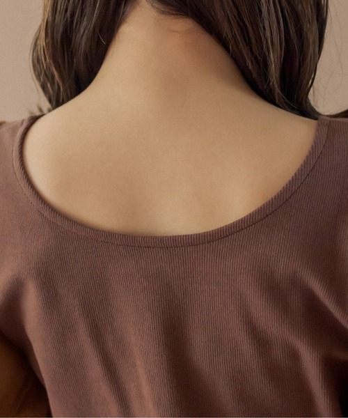 OLIVE des OLIVE(オリーブデオリーブ)の「Wフロント袖異素材プルオーバー(Tシャツ/カットソー・レディース・オフホワイト/ブラウン/ブラック・FREE)」の18枚目の写真