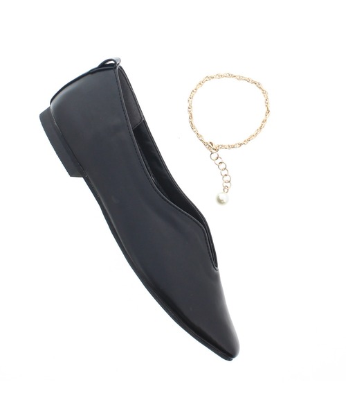 JELLY BEANS(ジェリービーンズ)の「2wayパールチェーンフラットパンプス(211-40208)JELLY BEANS(ジェリービーンズ)(パンプス・レディース・ブラック/ピンク/アイボリー・23/24/22.5/24.5/23.5)」の5枚目の写真