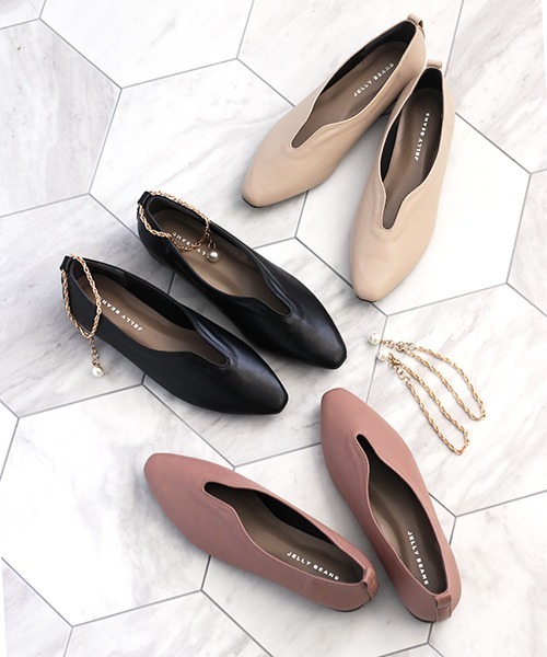 JELLY BEANS(ジェリービーンズ)の「2wayパールチェーンフラットパンプス(211-40208)JELLY BEANS(ジェリービーンズ)(パンプス・レディース・ブラック/ピンク/アイボリー・23/24/22.5/24.5/23.5)」の20枚目の写真