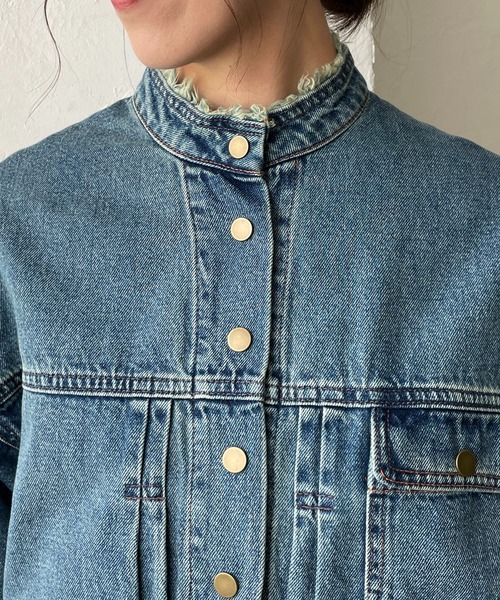 CAPRICIEUX LE'MAGE(カプリシューレマージュ)の「〈WEB限定〉スタンドカラーフリンジGジャン(デニムジャケット・レディース・ネイビー/ブルー・FREE)」の21枚目の写真