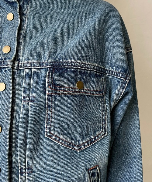 CAPRICIEUX LE'MAGE(カプリシューレマージュ)の「〈WEB限定〉スタンドカラーフリンジGジャン(デニムジャケット・レディース・ネイビー/ブルー・FREE)」の15枚目の写真