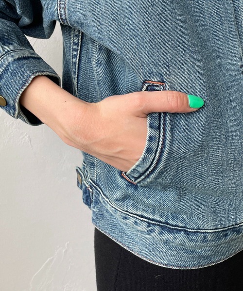 CAPRICIEUX LE'MAGE(カプリシューレマージュ)の「〈WEB限定〉スタンドカラーフリンジGジャン(デニムジャケット・レディース・ネイビー/ブルー・FREE)」の18枚目の写真