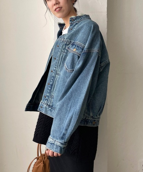 CAPRICIEUX LE'MAGE(カプリシューレマージュ)の「〈WEB限定〉スタンドカラーフリンジGジャン(デニムジャケット・レディース・ネイビー/ブルー・FREE)」の19枚目の写真