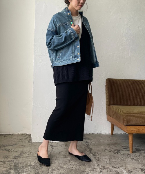 CAPRICIEUX LE'MAGE(カプリシューレマージュ)の「〈WEB限定〉スタンドカラーフリンジGジャン(デニムジャケット・レディース・ネイビー/ブルー・FREE)」の13枚目の写真