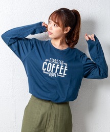 デザインプリントロングスリーブTシャツ メッセージ ボックスロゴ キャンプ スケボー 自転車 ハンバーガー コーヒー くすみ スモーキーカラー