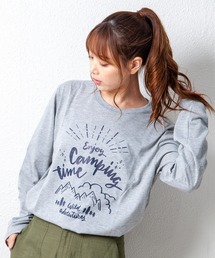 デザインプリントロングスリーブTシャツ メッセージ ボックスロゴ キャンプ スケボー 自転車 ハンバーガー コーヒー くすみ スモーキーカラー