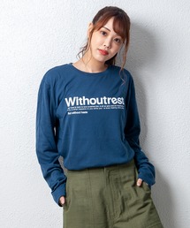 デザインプリントロングスリーブTシャツ　メッセージ　ボックスﾛｺﾞ　キャンプ　スケボー　自転車　ハンバーガー　コーヒー　くすみ　スモーキーカラー