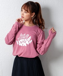 デザインプリントロングスリーブTシャツ　メッセージ　ボックスﾛｺﾞ　キャンプ　スケボー　自転車　ハンバーガー　コーヒー　くすみ　スモーキーカラー