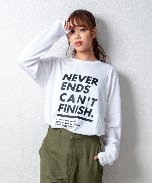 GGD（ジージーディー）の「デザインプリントロングスリーブTシャツ　メッセージ　ボックスﾛｺﾞ　キャンプ　スケボー　自転車　ハンバーガー　コーヒー　くすみ　スモーキーカラー（Tシャツ/カットソー・レディース・グリーン系その他4/グレー系その他2/ブラック系2/レッド/ブラック/ブラック系/ブラック系その他3/ブラック系その他6/ブラック系その他/ピンク系その他/ブラウン系その他3/ホワイト系その他5/ピンク/ブルー系その他3/ホワイト/ブラック系3/グリーン/ブラウン/グリーン系その他5/ブラウン系その他/グレー系その他3/グリーン系その他3/ホワイト系その他4/グレー/ホワイト系その他3/ブラウン系その他2/ブラック系その他2/ブラック系その他5/ブルー系その他/ホワイト系その他/ブルー系その他2/レッド系その他2/ネイビー系1/ホワイト系その他6/グリーン系その他2/ピンク系その他2/レッド系その他/ブラック系その他4/ブラック系その他7/グレー系その他4/ネイビー/ブラック系1/ブルー/グリーン系その他/グレー系その他/ピンク系その他3/ネイビー系/ホワイト系その他2/ブルー系その他4/ブラック系5/ホワイト系その他7/グレー系その他5/ブラック系4/グリーン系その他6/ブルー系その他5/ブラック系6/イエロー/ピンク系その他4/グリーン系その他7/オレンジ・L/LL/M）」の3枚目の写真