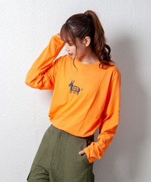 デザインプリントロングスリーブTシャツ メッセージ ボックスロゴ キャンプ スケボー 自転車 ハンバーガー コーヒー くすみ スモーキーカラー