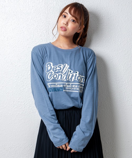 GGD（ジージーディー）の「デザインプリントロングスリーブTシャツ　メッセージ　ボックスﾛｺﾞ　キャンプ　スケボー　自転車　ハンバーガー　コーヒー　くすみ　スモーキーカラー（Tシャツ/カットソー・レディース・グリーン系その他4/グレー系その他2/ブラック系2/レッド/ブラック/ブラック系/ブラック系その他3/ブラック系その他6/ブラック系その他/ピンク系その他/ブラウン系その他3/ホワイト系その他5/ピンク/ブルー系その他3/ホワイト/ブラック系3/グリーン/ブラウン/グリーン系その他5/ブラウン系その他/グレー系その他3/グリーン系その他3/ホワイト系その他4/グレー/ホワイト系その他3/ブラウン系その他2/ブラック系その他2/ブラック系その他5/ブルー系その他/ホワイト系その他/ブルー系その他2/レッド系その他2/ネイビー系1/ホワイト系その他6/グリーン系その他2/ピンク系その他2/レッド系その他/ブラック系その他4/ブラック系その他7/グレー系その他4/ネイビー/ブラック系1/ブルー/グリーン系その他/グレー系その他/ピンク系その他3/ネイビー系/ホワイト系その他2/ブルー系その他4/ブラック系5/ホワイト系その他7/グレー系その他5/ブラック系4/グリーン系その他6/ブルー系その他5/ブラック系6/イエロー/ピンク系その他4/グリーン系その他7/オレンジ・L/LL/M）」の2枚目の写真