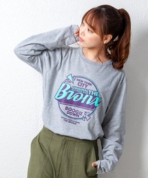 デザインプリントロングスリーブTシャツ メッセージ ボックスロゴ キャンプ スケボー 自転車 ハンバーガー コーヒー くすみ スモーキーカラー