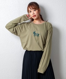 デザインプリントロングスリーブTシャツ メッセージ ボックスロゴ キャンプ スケボー 自転車 ハンバーガー コーヒー くすみ スモーキーカラー