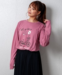 デザインプリントロングスリーブTシャツ メッセージ ボックスロゴ キャンプ スケボー 自転車 ハンバーガー コーヒー くすみ スモーキーカラー