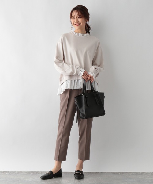 GLOBAL WORK（グローバルワーク）の「キレイ見えサラサラフリル長袖/958099（Tシャツ/カットソー・レディース・ブラック/グレー系その他・MEDIUM/LARGE）」の7枚目の写真