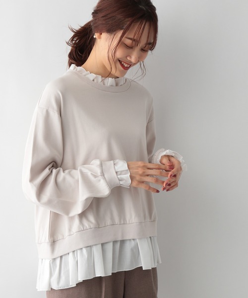 GLOBAL WORK（グローバルワーク）の「キレイ見えサラサラフリル長袖/958099（Tシャツ/カットソー・レディース・ブラック/グレー系その他・MEDIUM/LARGE）」の11枚目の写真