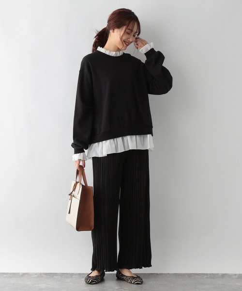 GLOBAL WORK（グローバルワーク）の「キレイ見えサラサラフリル長袖/958099（Tシャツ/カットソー・レディース・ブラック/グレー系その他・MEDIUM/LARGE）」の5枚目の写真