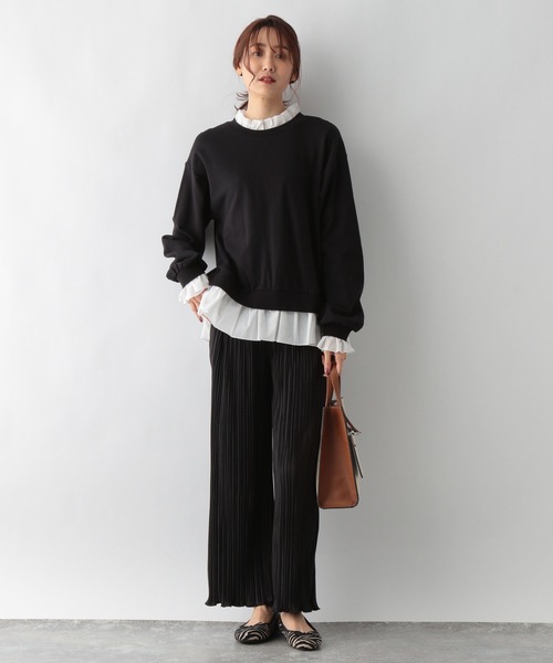 GLOBAL WORK（グローバルワーク）の「キレイ見えサラサラフリル長袖/958099（Tシャツ/カットソー・レディース・ブラック/グレー系その他・MEDIUM/LARGE）」の16枚目の写真