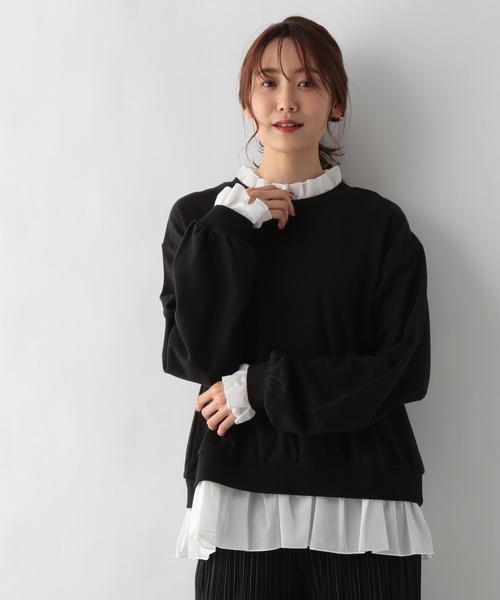 GLOBAL WORK（グローバルワーク）の「キレイ見えサラサラフリル長袖/958099（Tシャツ/カットソー・レディース・ブラック/グレー系その他・MEDIUM/LARGE）」の9枚目の写真