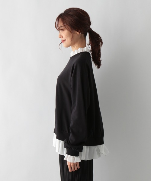 GLOBAL WORK（グローバルワーク）の「キレイ見えサラサラフリル長袖/958099（Tシャツ/カットソー・レディース・ブラック/グレー系その他・MEDIUM/LARGE）」の13枚目の写真