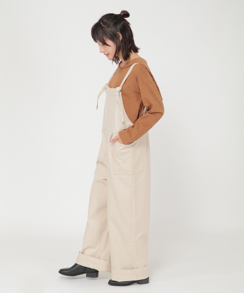 LBC（エルビーシー）の「【ZOZO限定】起毛ツイルフレンチワイドサロペ（サロペット/オーバーオール・レディース・オフホワイト/ブラック・M）」の11枚目の写真